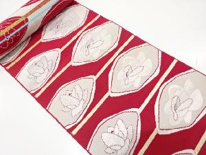 アンティーク　横段に花模様織り出し　八寸帯地反物